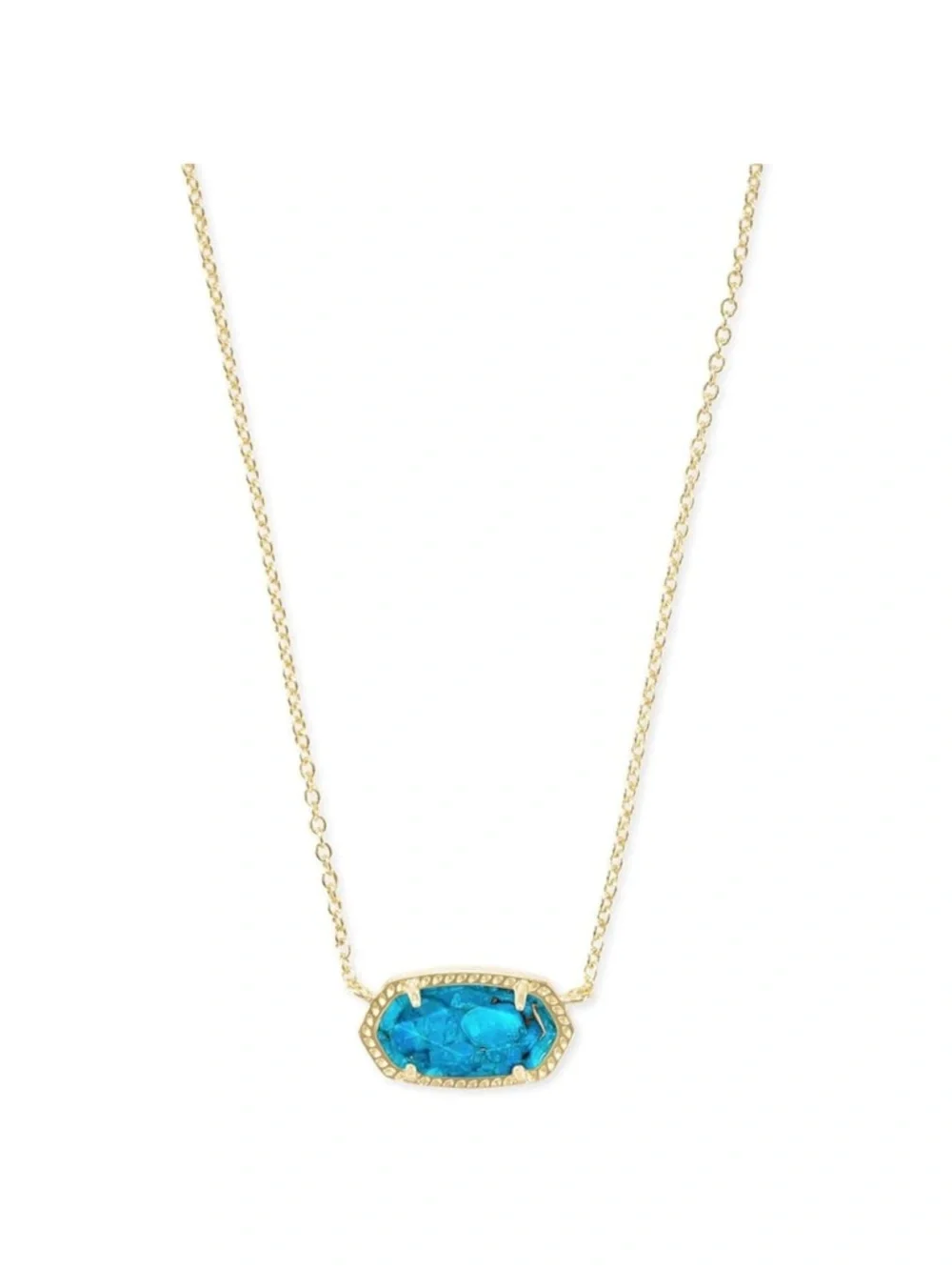 Gold Chain Necklace with Blue Stone Pendant